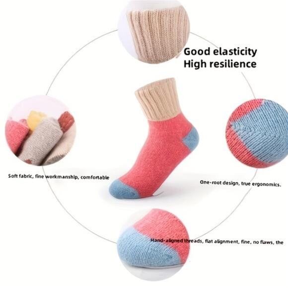 5 Pairs Women Socks Winter Thickened Warm Rabbit Wool Socks - Picture 5 of 5